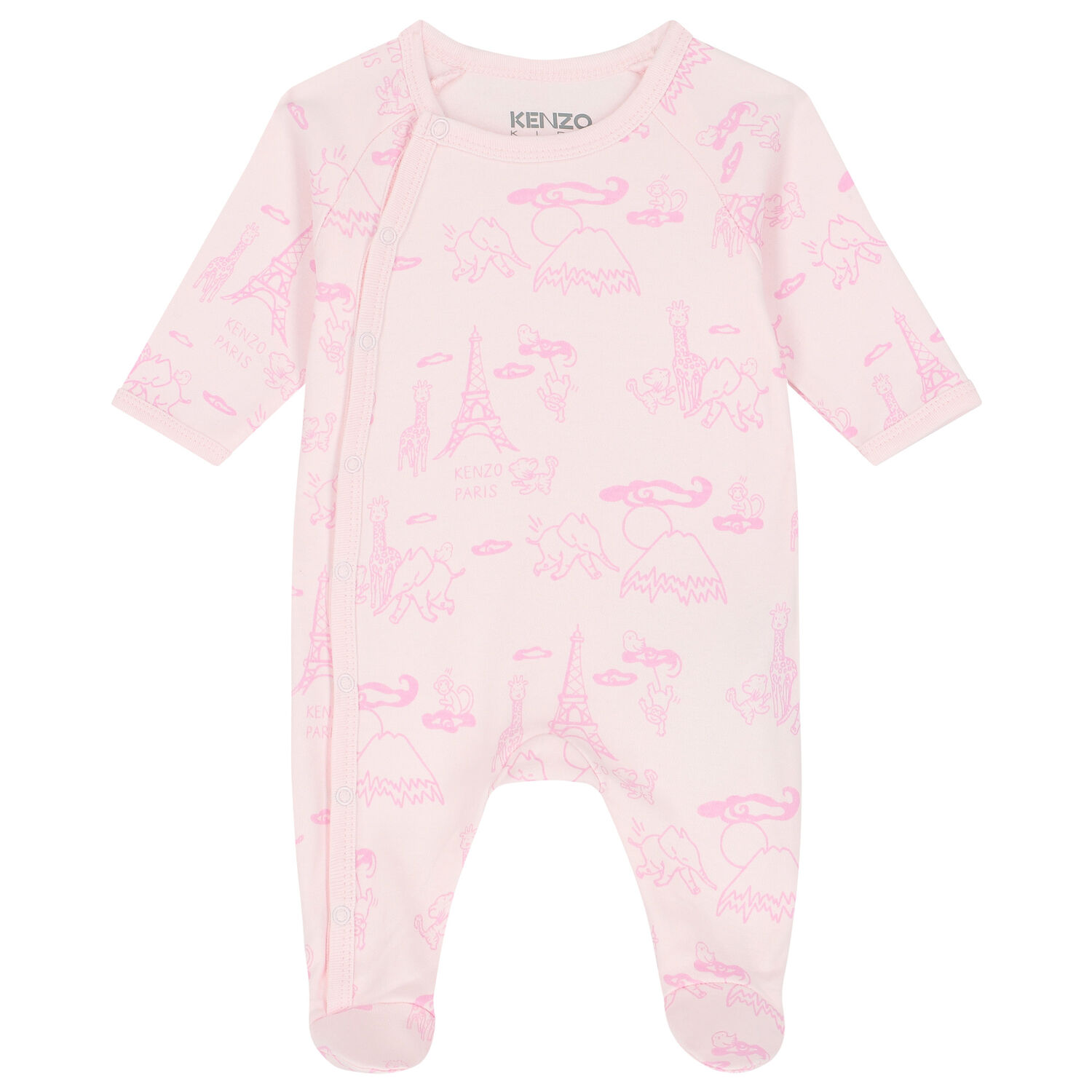 Baby Girls Pink & Ivory Logo & Animals Babygrows ( 2-Pack ), 2, hi-res